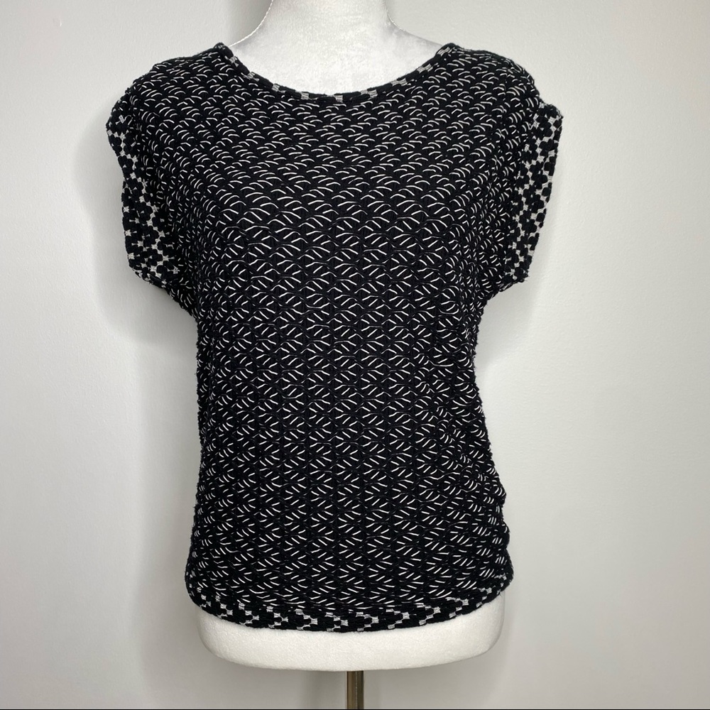 Anthropologie postmark black & white textured knit top size x small - Picture 2 of 8
